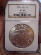 1999 1oz Fine Silver Silver Eagle