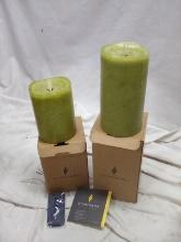 Luminara Green Real Wax Flameless Candles set of 2 with remote