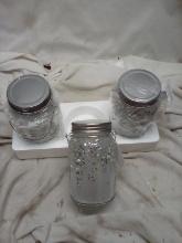 VALERIE Set of 3 Illuminated 5" Iced Mason Jars