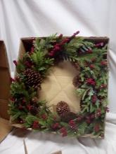 Wicker Park Unlit Berry & Pinecone Wreath 24Dx6"