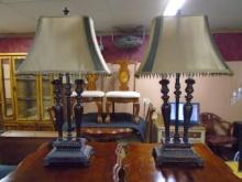 Beautiful Matching Pair of Double Bulb Table Lamps