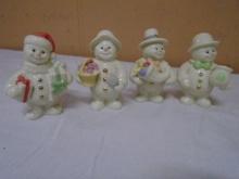 Set of 4 Porcelain Lenox Snowman Figurines