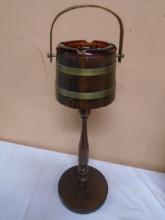 Vintage Wooden Smoker's Stand w/ Original Glass Ash Tray