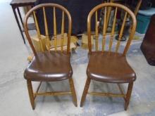 2 Matching Antique Plank Bottom Chairs