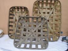 Group of 3 Small Wooden Tobacco Baskets