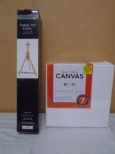 7 Brand New 12"x12" Canvas & Table Top Easel