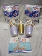 Party Assortment. Qty 2 Balloon Arches, Qty 3 10ct Cups, & Love Balloon Kit