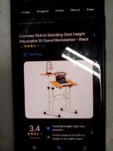 Costway Mobile Standing Desk. Adjustable Height Sit/Stand Workstation.