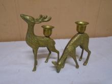 Set of Solid Brass Deer Candle Holders
