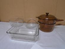 Visionware Double Boiler & Glass Baking & Mixing Bowls