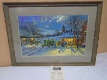 Beautiful David Barnhouse Numbered & Signed "The Warmth of Home" Framed & Matted Lithograph w/ Certi