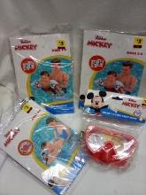 2 Mickey Mouse inflatable armband,1 Mickey swim ring,1 Mickey swim mask