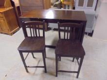 Solid Wood Bar/Table w/ 2 Matching Stools