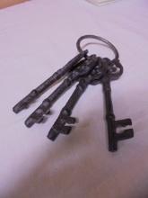 Set of 4 Cast Iron Keys on Ring
