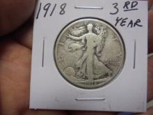 1918 Silver Walking Liberty Half Dollar