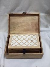 PD Home & Garden Carved Wooden Storage Boxes. Qty 2.