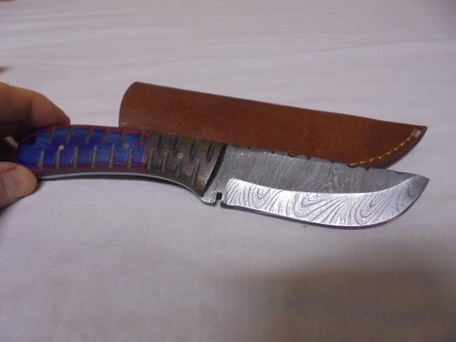 Handmade Damascus Blade Knife w/ Leather Sheaf