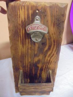 Vintage Starr "X" Cast Iron Coca-Cola Bottle Opener on Cap Catcher Board