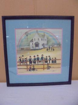 1994 P. Buckley Moss "School Day" Framed & Matted & Numbered Print