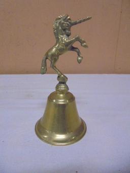 Vintage Solid Brass Bell w/ Unicorn