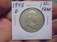 1948 D Mint Silver Franklin Half Dollar