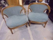 2 Matching Vintage MCM Style Upholstered Side Chairs