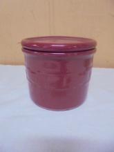 Longaberger Pottery Woven Traditions Paprika Red 1 Pint Crock w/ Lid