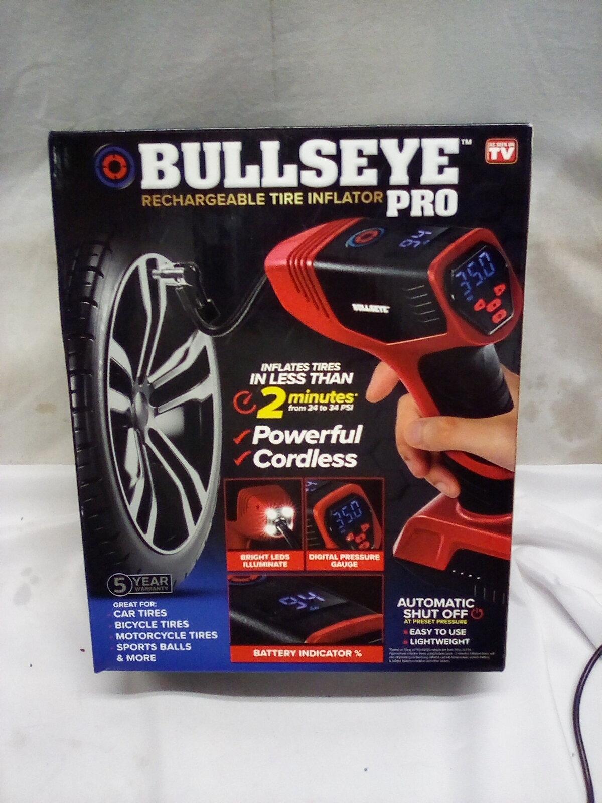 Bullseye Pro Rechargeable Tire Inflator