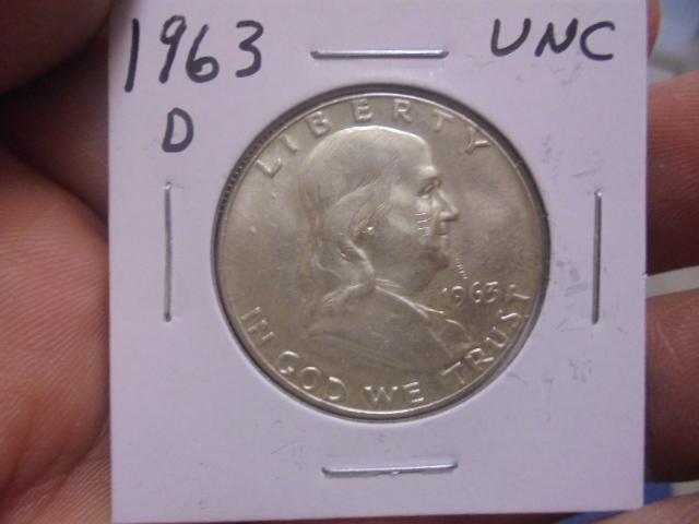 1963 D Mint Silver Franklin Half Dollar