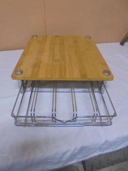 Bamboo Cutting Board w/ Slide Out Rack