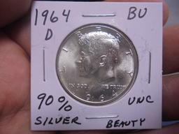 1964 D Mint Silver Kennedy Half Dollar