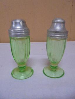 Set of Gree Depression Glass Salt & Pepper Shakers