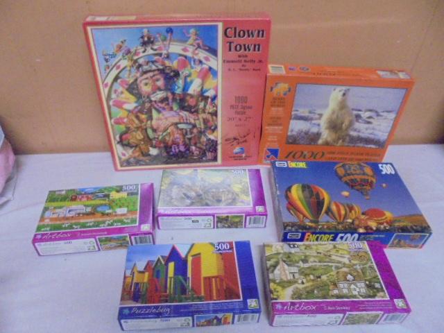 Large Group of 500pc & 1000pc Jigsaw Puzzles