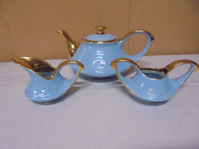 Beautiful Vintage 3pc 22kt Decorated Pearl China Co Tea Set