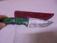 Custom Handmade Damascus Blade Knife w/ Leather Sheaf