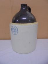 2 Gallon Blue Star Brown Over White Crock Jug