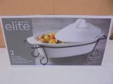 Gibson Elite 2pc 13.6in Baking Dish w/ Iron Rack