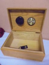 Oak Cigar Humidor w/ Cutter