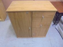 Wooden Cabinet w/ 2 Drawers & 2 Doors & Key