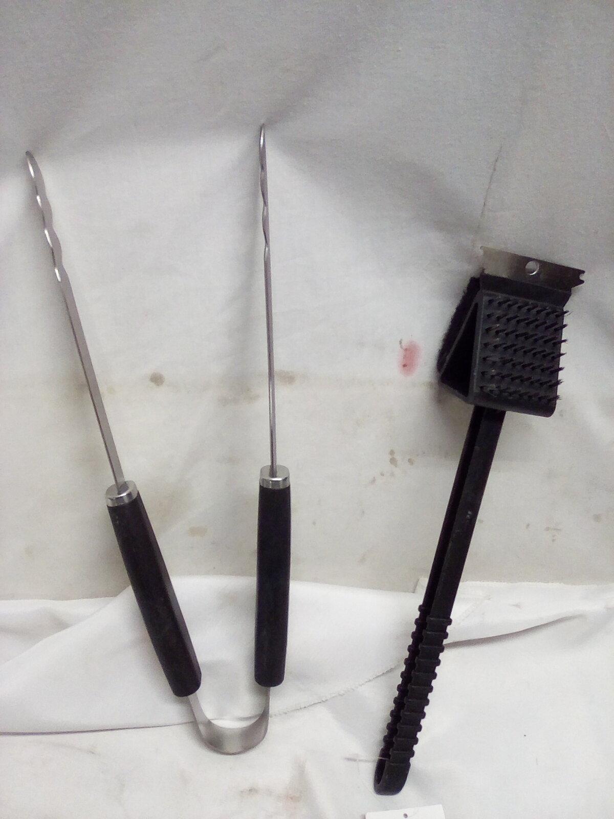 Grill Brush and metal tongs
