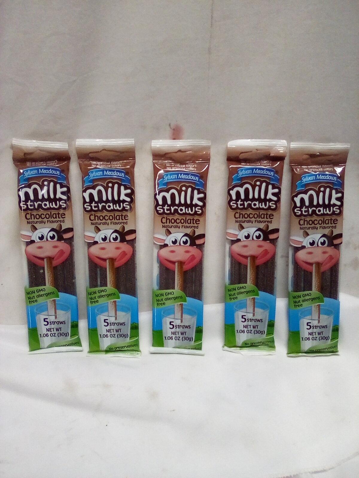 Sylvan Meadows  Chocolate Milk Straws. Qty 5- 5 Count Packs.