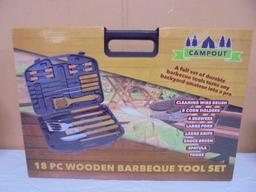 18pc Wood Handle BBQ Tool Set