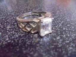 Ladies Sterling Silver & White Topaz Ring