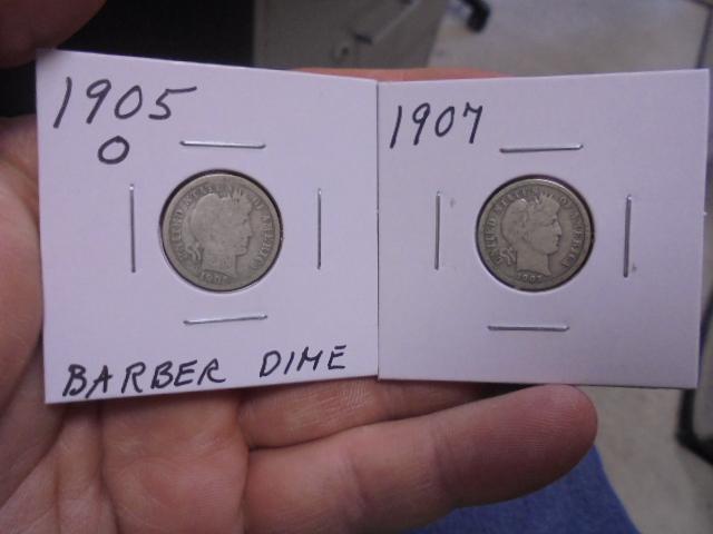 1905 O Mint & 1907 Silver Barber Dimes