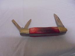 Tobacco Whittler 3-Blade Red Stag Bone Pocket Knife