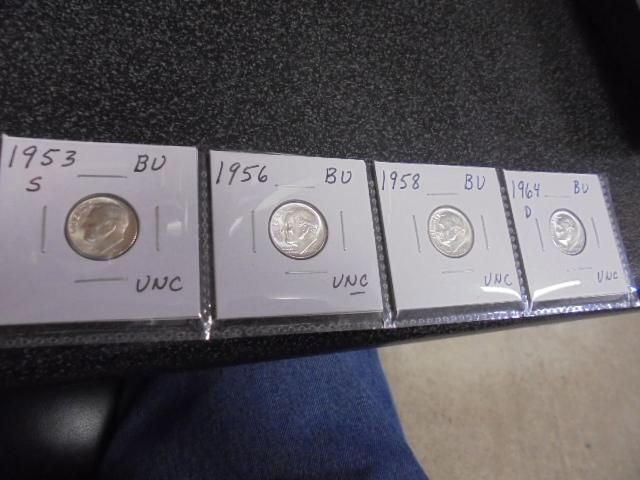 1953 S/1956/1958/1964 D Silver Roosevelt Dimes