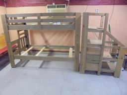 Set of Solid Wood Bunk Beds w/ Steps w/ 3 Drawers