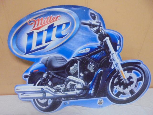 Metal Miller Lite Harley Davidson Advertisement Sign