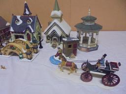 Large Christmas Village Set w/ 3 Lighted House