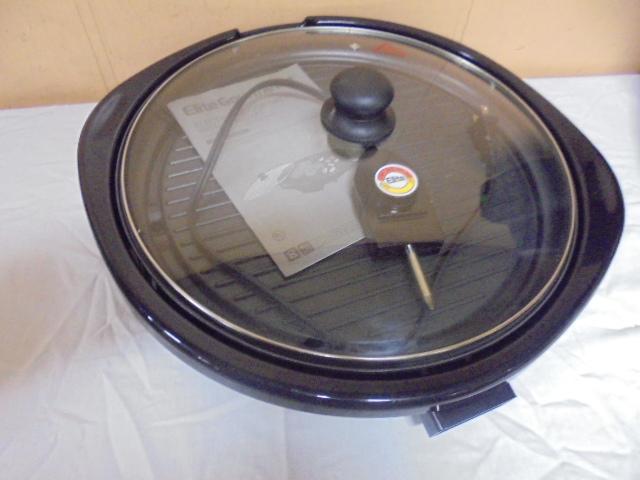 Elite Gourmet 14.5in Round Electric Indoor/Outdoor Grill w/ Glass Lid